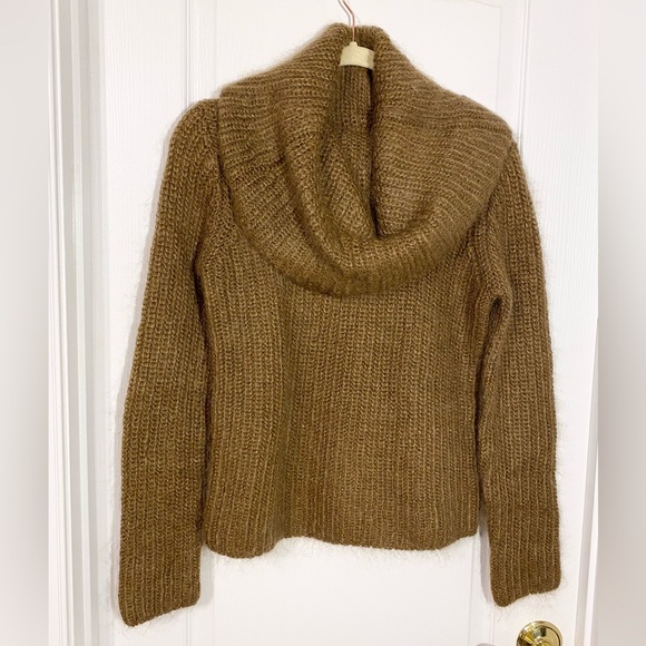 Ralph Lauren Sweaters - 90s Ralph Lauren Fuzzy Mohair Metallic Cowl Neck Sweater Vintage Brown Medium